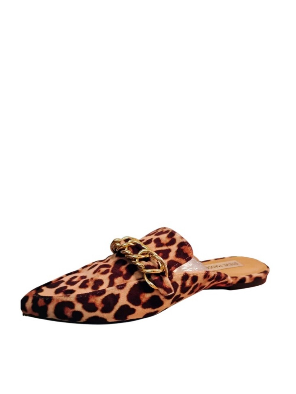 Steve Madden Leopard Print Mule with Gold Chain.